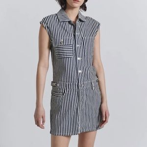 Current Elliott Striped Jumpsuit Dress Sleeveless